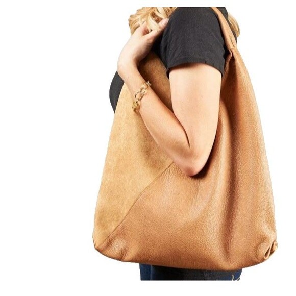 SHIRALEAH Arden Tote Tan Camel Shoulder Handbag Soft Purse Vegan Leather NEW - Picture 1 of 6